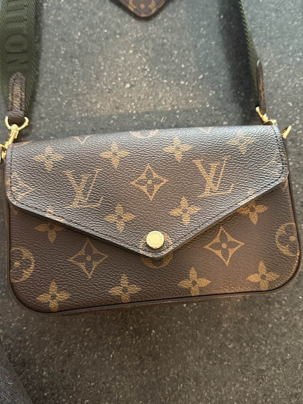 Louis Vuitton Monogram Canvas Envelope Crossbody in Brown with Gold Hardware